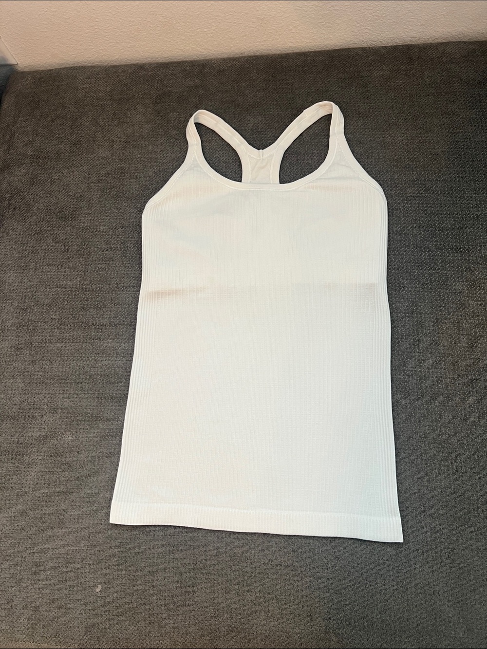 lululemon athletica White Ribbed Racerback Muscle Tee